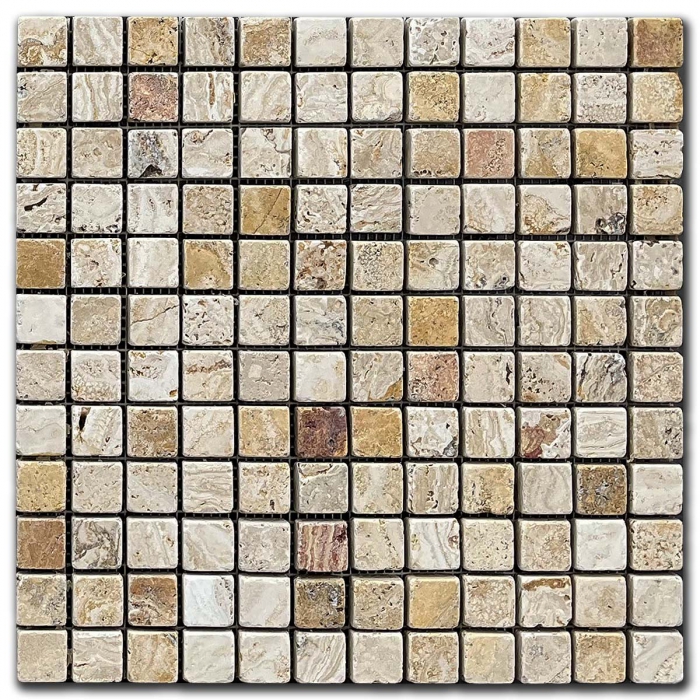 Travertine Mosaic Scabas Espace 2,5x2,5 cm Tumbled